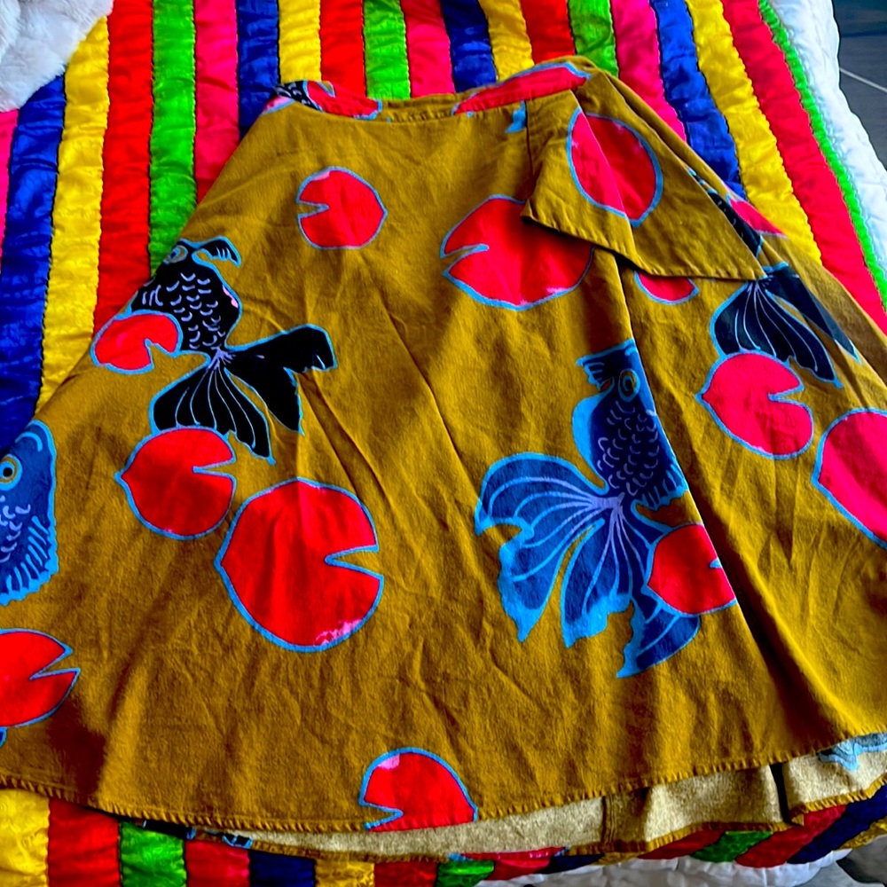 Anthropologie a-line fish print skirt